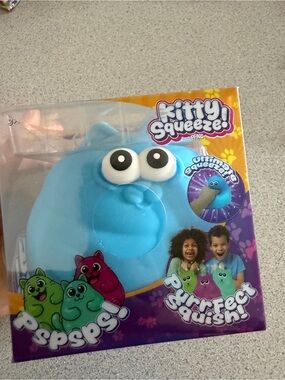 New Jumbo Kitty Cat Squeeze Blue Squishy Toy PPNC Sensory Fidget 3+ XL 5"